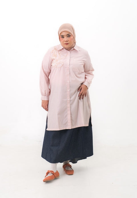 Hanna Long Tunic Shirt Patch Pocket Dena C021024