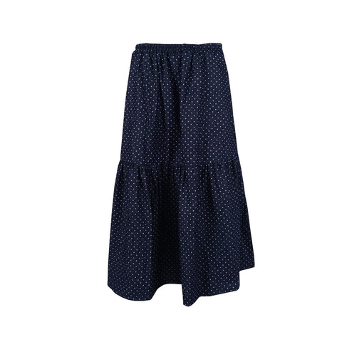 Hanna Long Flare Skirt Denim Polka Dots Laquita 031124