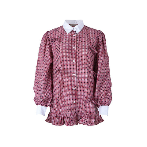 Hanna Long Balloon Shirt Puff Sleeve Ribbon Jamie C051124