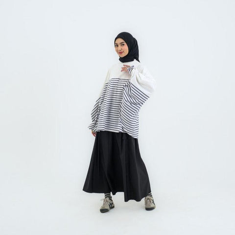 Hanna Stripe T-Shirt Poncho Drawstring Rania C051124