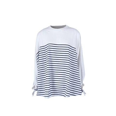 Hanna Stripe T-Shirt Poncho Drawstring Rania C051124