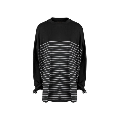 Hanna Stripe T-Shirt Poncho Drawstring Rania C051124