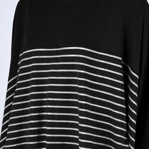 Hanna Stripe T-Shirt Poncho Drawstring Rania C051124