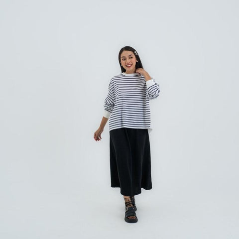 Hanna Stripe T-Shirt Poncho Drawstring Rania C071124