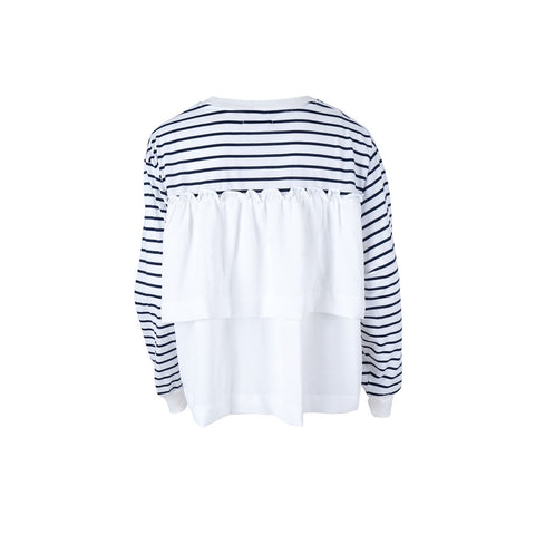 Hanna Stripe T-Shirt Poncho Drawstring Rania C071124