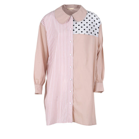 Hanna Oversized Long Sleeve Shirt Peter Pan Collar Siena C101024