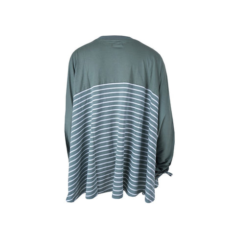 Hanna Stripe T-Shirt Poncho Drawstring Rania C051124