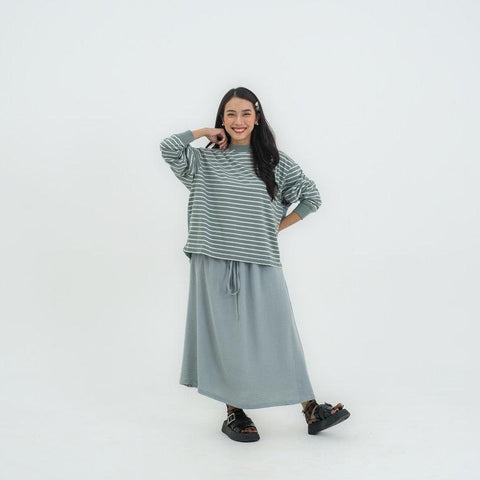 Hanna Stripe T-Shirt Poncho Drawstring Rania C071124