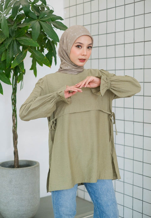 Hanna Zafia Blouse Viscose Drawstring Sleeve C010124