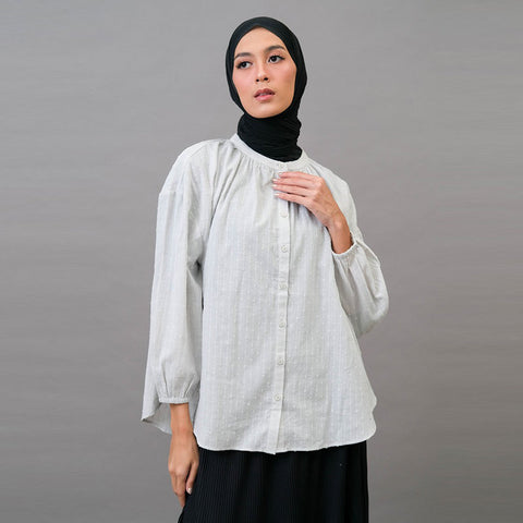 Hanna Long Shirt Swizz Dot Dorby Stripe Raya 050823