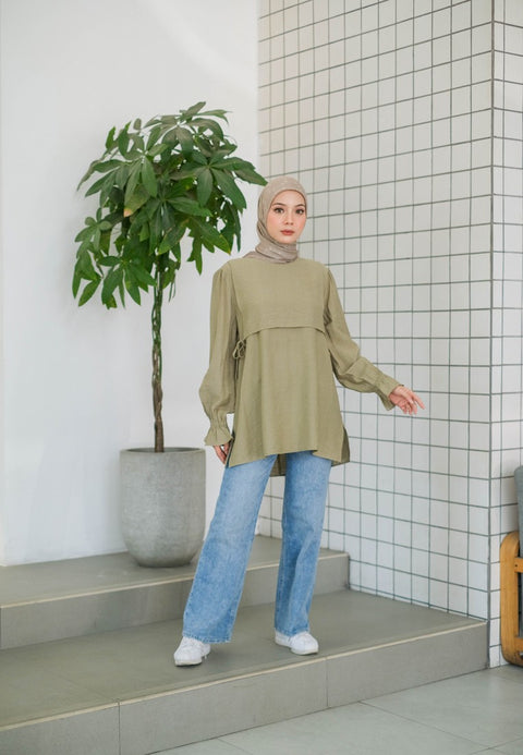 Hanna Zafia Blouse Viscose Drawstring Sleeve C010124