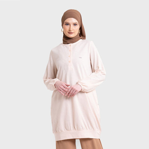 Hanna Tunic Long Top Half Button Stretch Shesa 020123