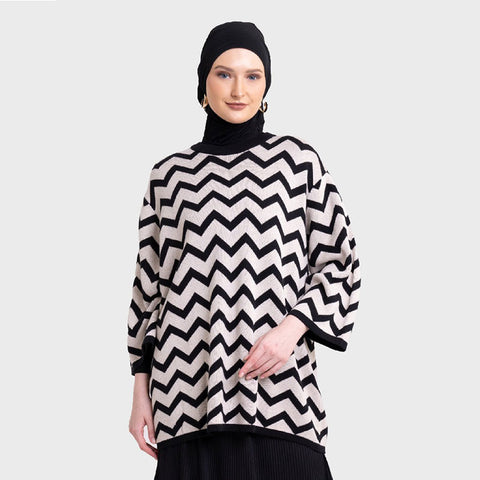 Hanna Zig Zag Stripe Knit Shirt Dinda 020223