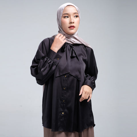 Hanna Blouse Baloon Sleeve Ribbon Collar Missy 010723