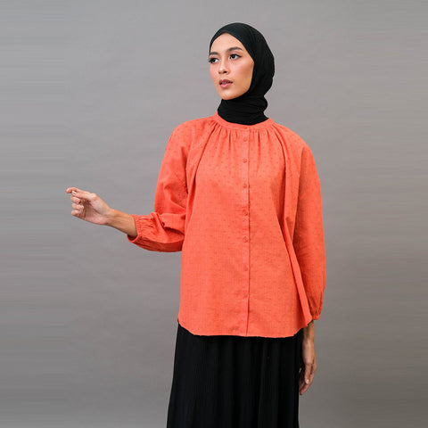 Hanna Long Shirt Swizz Dot Dorby Stripe Raya 050823